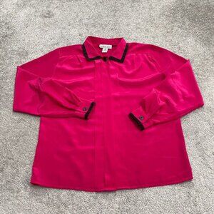 Alyssa Carr Vintage Satin Button Down Shirt Womens 10 Pink Long Sleeve Blouse
